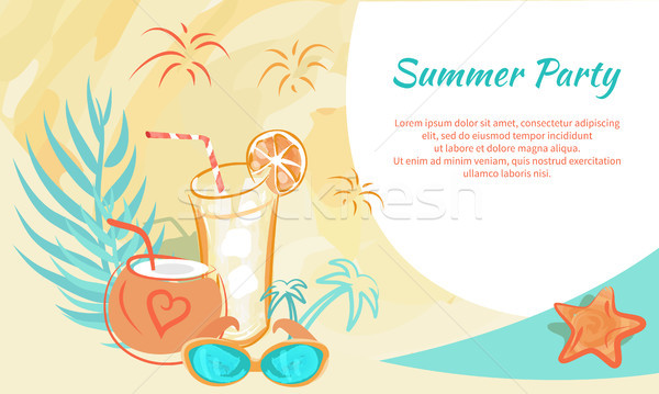Summer Party Poster with Cocktails in Gasses Stock photo © robuart
