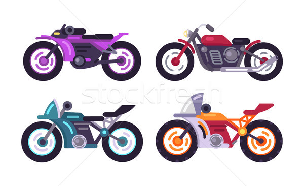 Set of Sportive Bikes Isolated Motorized Vehicles Stock photo © robuart