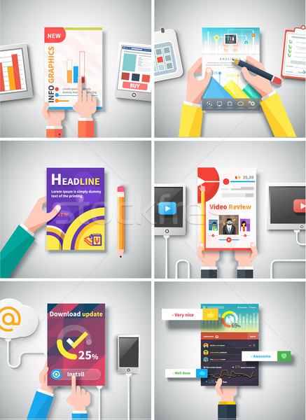Infographic Business Brochures Banners Set Stock photo © robuart