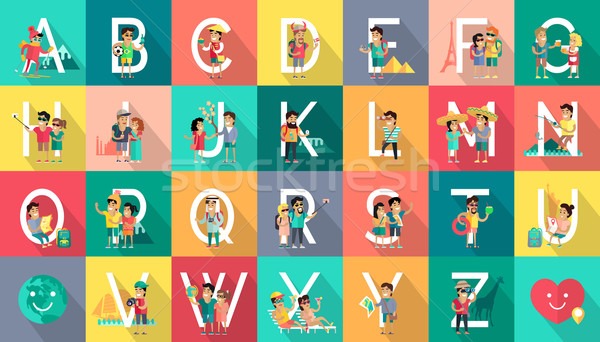 Alphabet Mobile People Vector Flat Design Concept Stock photo © robuart