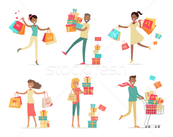 Set of Shopping People Concepts in Flat Design Stock photo © robuart