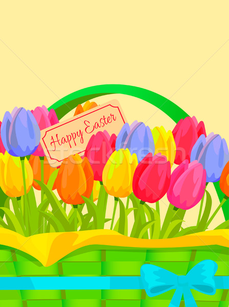 Happy Easter Festive Vector Concept with Tulips Stock photo © robuart