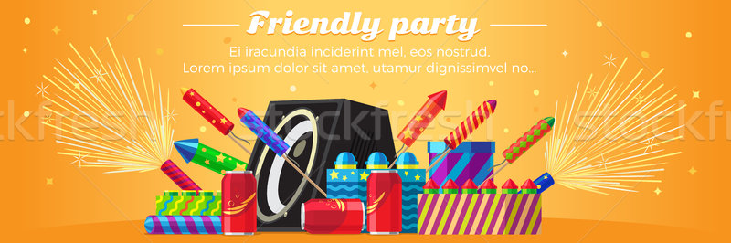 Friendly Party Banner. Fireworks for Festivals Stock photo © robuart