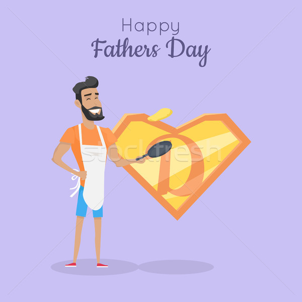 Szczęśliwy dzień ojca plakat tatuś sportowiec najlepszy Zdjęcia stock © robuart