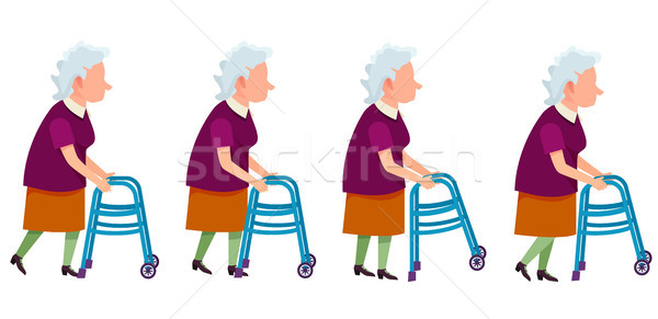 Set of Grandmother Characters Moving on Walkers Stock photo © robuart