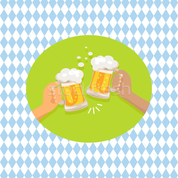 Friends Drinking Beer Shown on Vector Illustration Stock photo © robuart