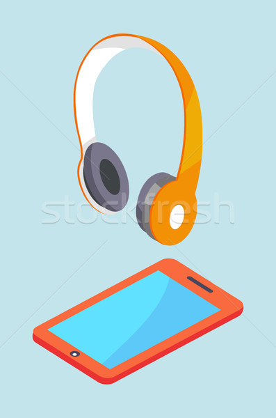 Stock foto: Kopfhörer · Smartphone · modernen · Stereo · Ausrüstung · Wireless