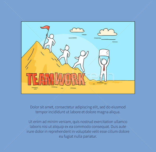 Teamwerk afbeelding tekst groep klimmen berg Stockfoto © robuart