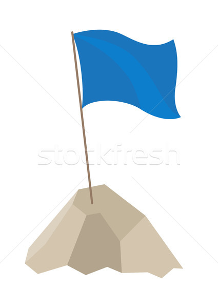 Stockfoto: Blauw · vlag · lang · paal · doek · top