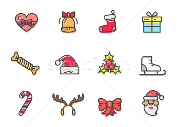 Christmas Colorful Icons Set Vector Illustration Stock photo © robuart
