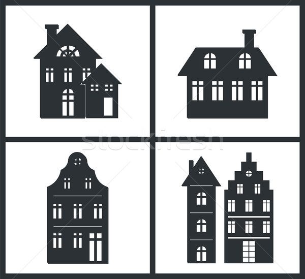 Black Silhouettes of Buildings Vector Illustration Stock photo © robuart