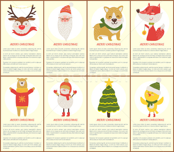Merry Christmas Posters Vector Illustration Stock photo © robuart