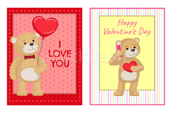 I Love You and Me Teddy Bears Vector Stock photo © robuart