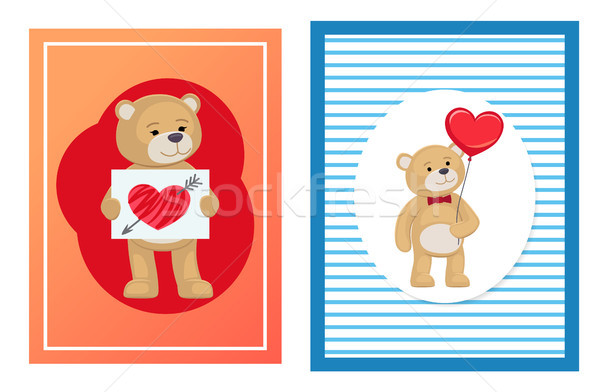 Liebe me Teddybären Vektor Herz Zeichen Stock foto © robuart