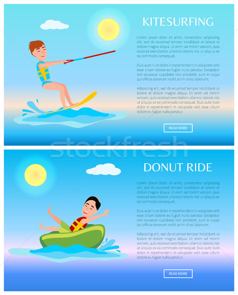 Donut Ride and Kitesurfing, Water Sports Poster Stock photo © robuart