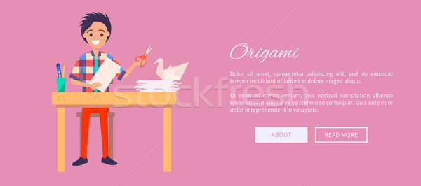 Origami web banner uomo sedersi tavola Foto d'archivio © robuart