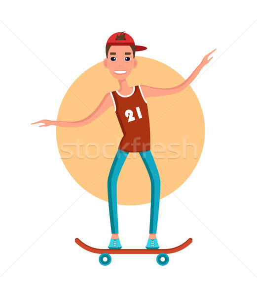 Teenage Skater Skateboarding Vector Illustration Stock photo © robuart