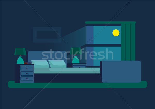 Cozy Bedroom at Night with Moonlight From Window Stock photo © robuart