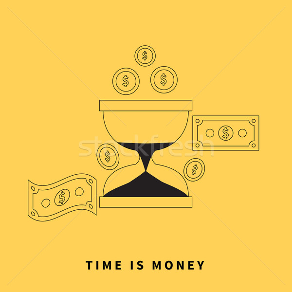Timpul este bani clepsidră monede afaceri valuta ceas Imagine de stoc © robuart