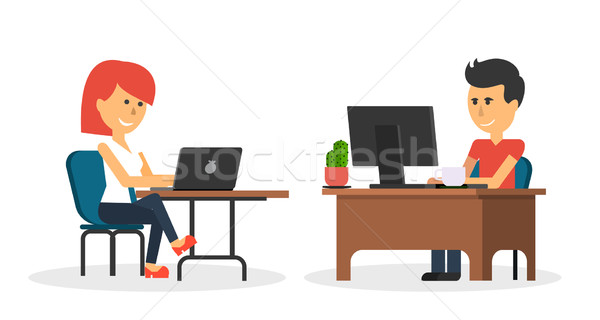 People Work in Office Design Flat Stock photo © robuart