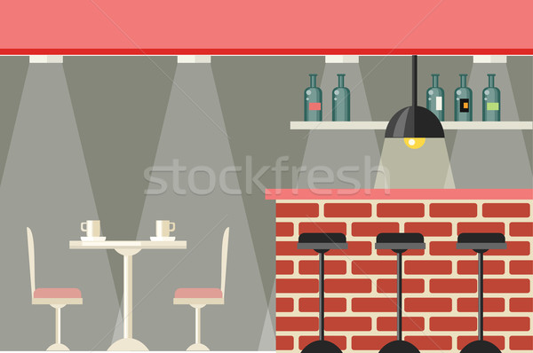 Cafenea bar design interior pub mobilier tabel Imagine de stoc © robuart
