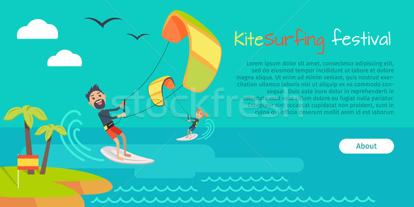 Stock photo: Kitesurfing Festival Banner. Style of Kiteboarding