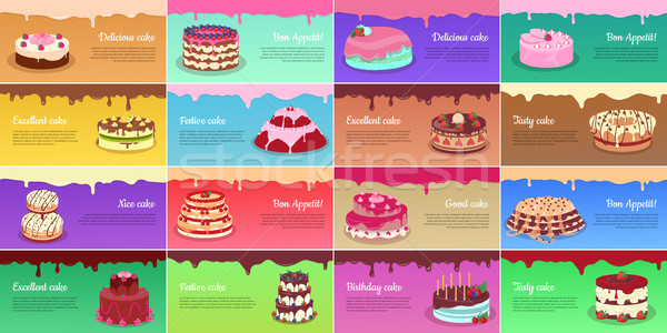 Collection of Chocolate Cakes. Greeting Cards Stock photo © robuart
