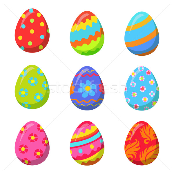 Húsvéti tojás színes fényes díszítő terv húsvéti tojások Stock fotó © robuart