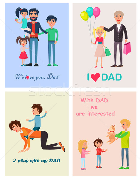 Szeretet apa plakátok szett boldog élet Stock fotó © robuart