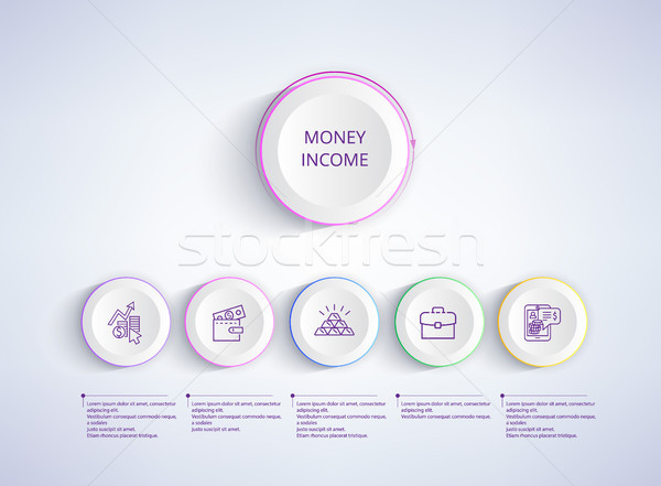 Geld Einkommen Symbole Kreis Gold Brieftasche Stock foto © robuart