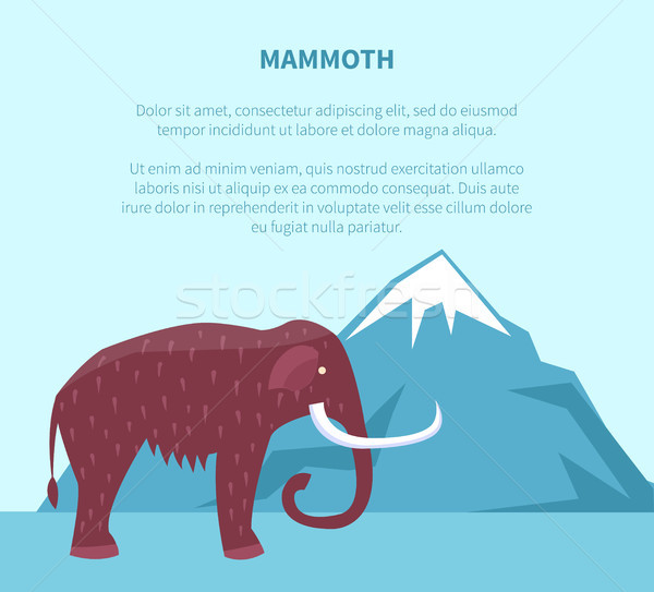 Stock photo: Mammoth near Mountain with Ice Top Vector Banner