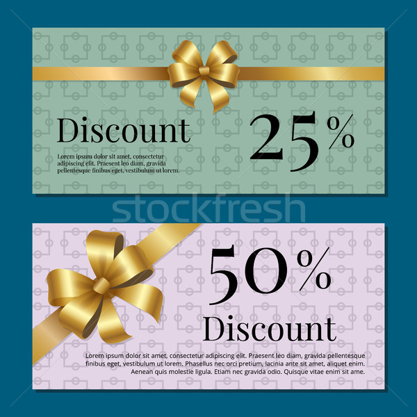 Stock photo: Discount on 50 25 Percent Set of Posters with Gold