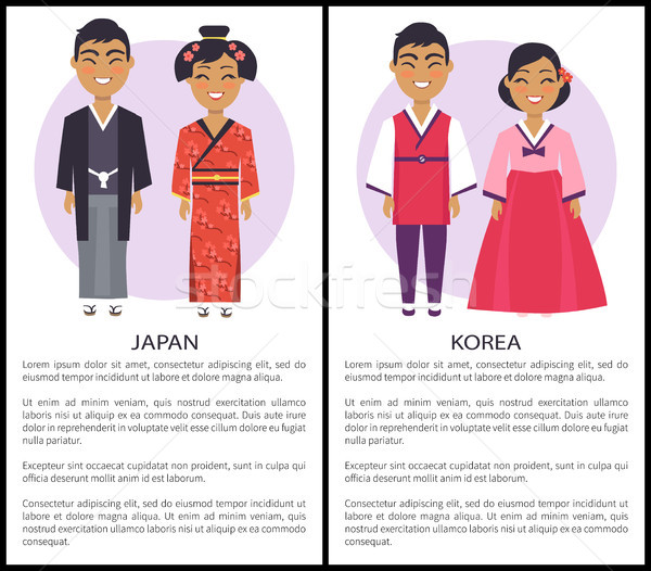 Japan and Korea Nationalities Vector Illustration Stock photo © robuart