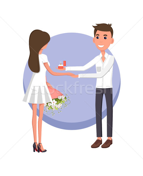 Boyfriend Making Proposal, Vector Illustration Stock photo © robuart