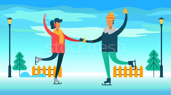 Couple Figure Skating on Ice Vector Illustration Stock photo © robuart
