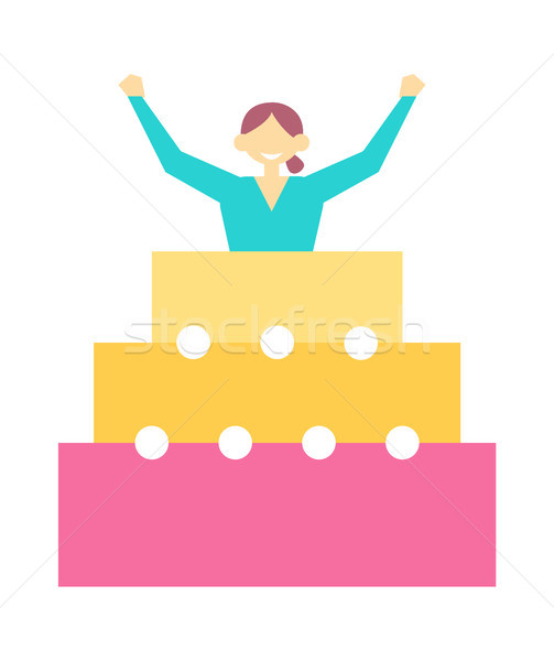 Woman Jump Out Birthday Cake at Party Vector Icon Stock photo © robuart