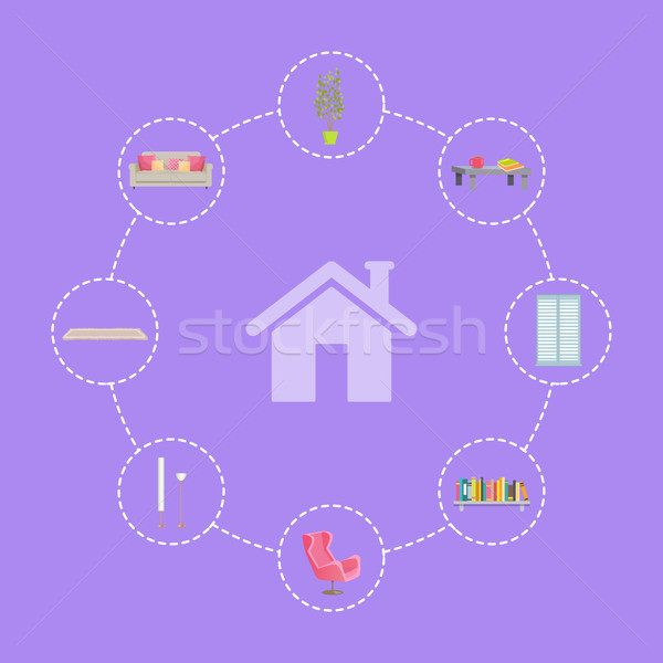 Home Interior Icons Set Lines Vector Illustration Stock photo © robuart