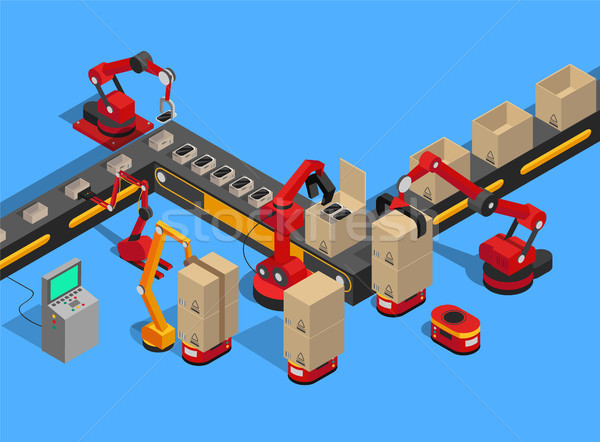 Abstract Production Line Isolated on Blue Backdrop Stock photo © robuart