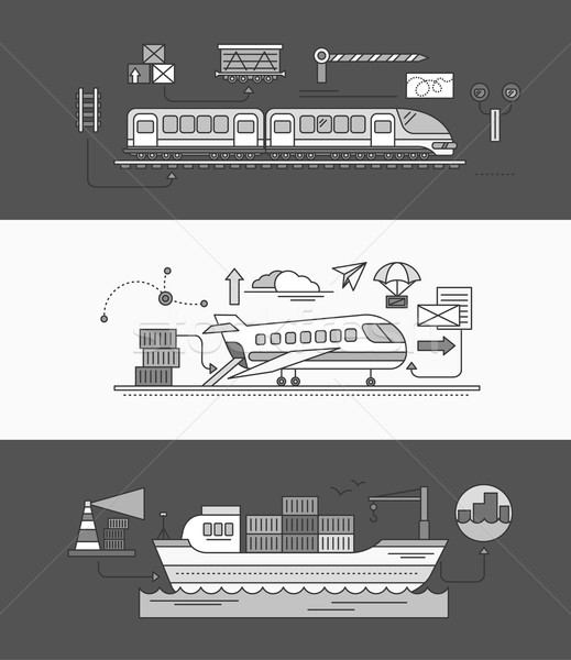 Concept of Freight Forwarding Rail by Sea and Air Stock photo © robuart