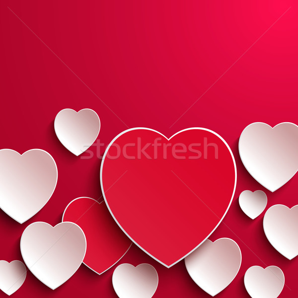 Foto stock: Dia · dos · namorados · abstrato · papel · corações · feliz · cartão