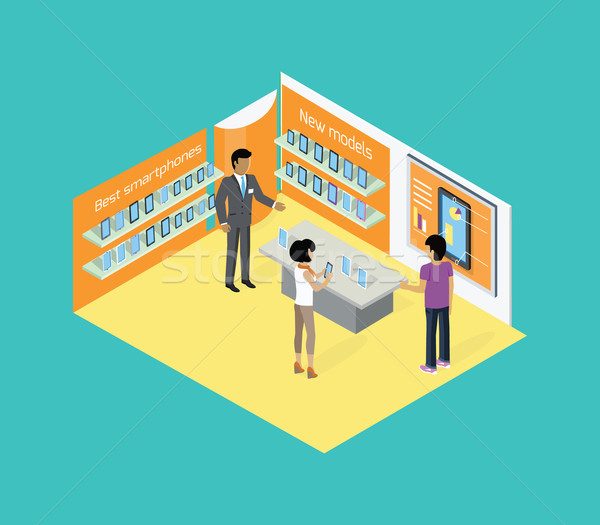 Isometric Store Tablets Design Flat Stock photo © robuart