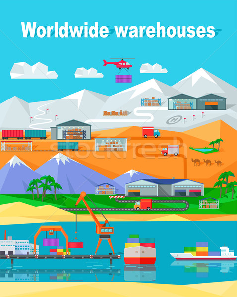 ストックフォト: 世界的な · 倉庫 · デザイン · 物流 · コンテナ · 送料