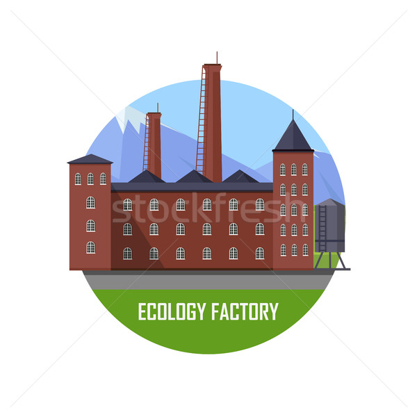 [[stock_photo]]: écologie · usine · eco · usine · icône · style