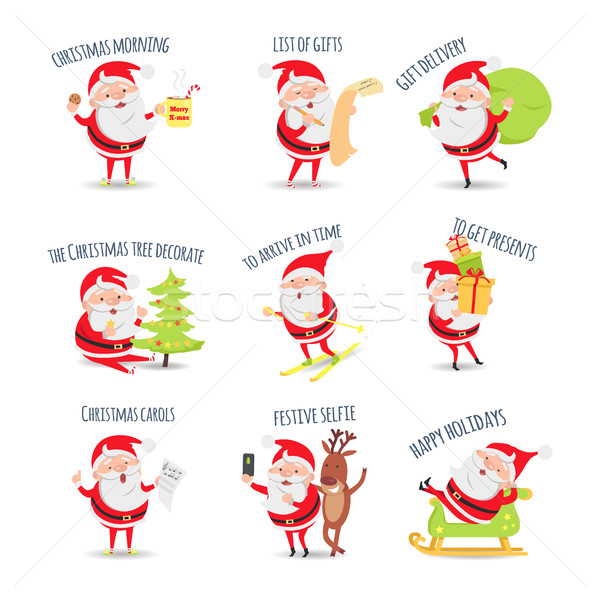 Santa Claus Routine. Collection of Illustrations Stock photo © robuart