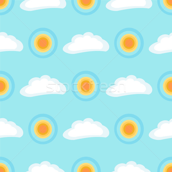 Seamless Pattern with Sun and Cloud on Blue Stock photo © robuart