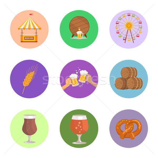 Circled Images Food and Beer Vector Illustration Stock photo © robuart