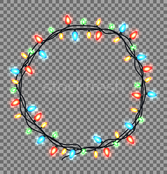 Colorful round Frame of Christmas Lights Sparkling Stock photo © robuart