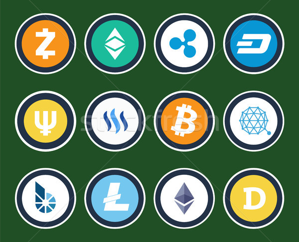 Modern Cryptocurrency Signs Inside Circles Set Stock photo © robuart