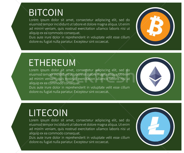 Orange Bitcoin, White Ethereum and Blue Litecoin Stock photo © robuart