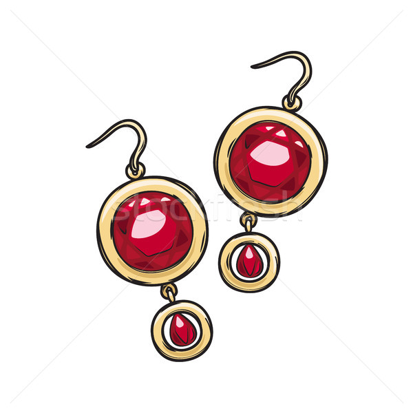 Luxurious Gold Ruby Earrings Isolated Illustration Stock photo © robuart